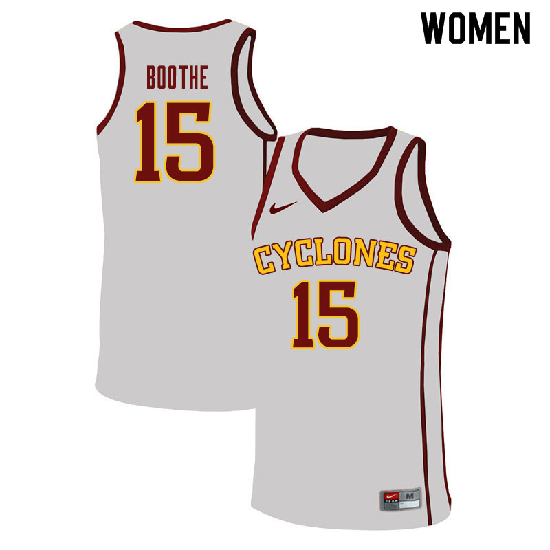 Women #15 Carter Boothe Iowa State Cyclones College Basketball Jerseys Sale-White - Click Image to Close